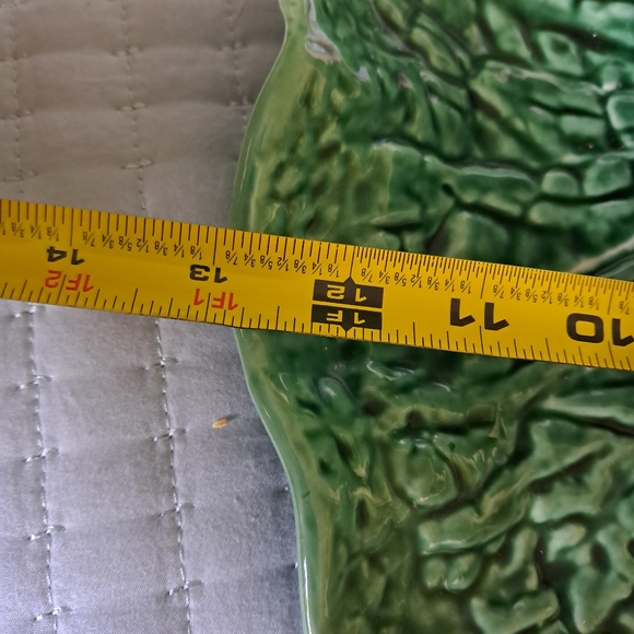 Vintage SECLA PORTUGAL Emerald Green Cabbage Serving Platter Attached Dip Bowl - Picture 14 of 15